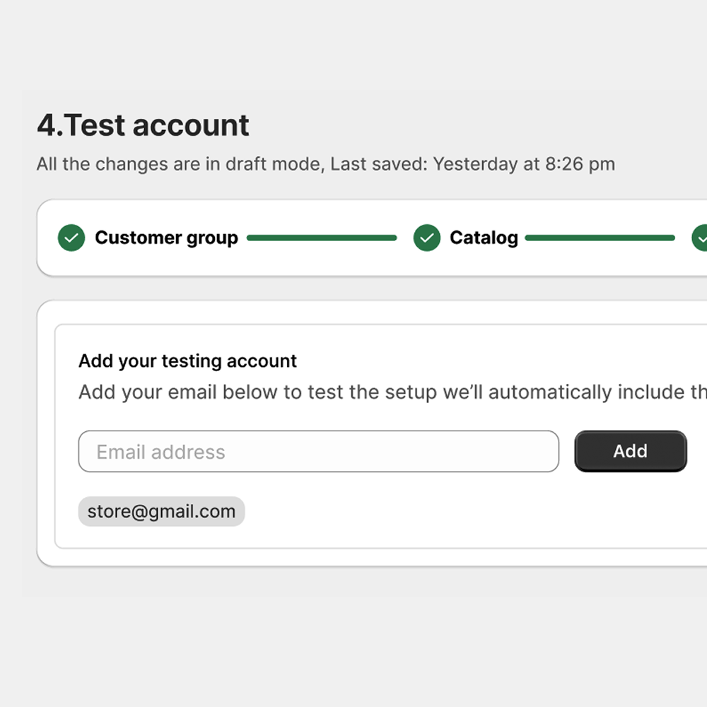 Add your testing account